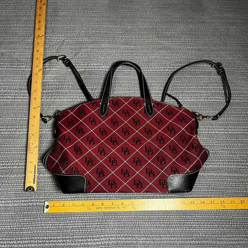 Dooney & Bourke Signature Monogram Satchel & Wallet Set Burgundy Black Crossbody